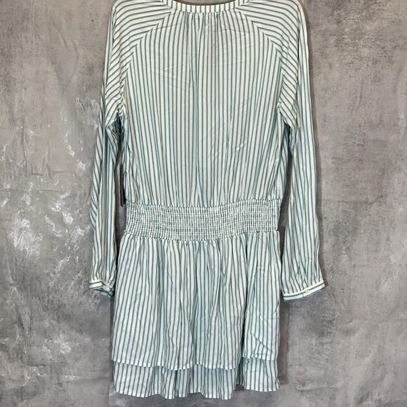 TART Collections Women's Green Stripe Sheila Smocked Waist Long Sleeve V-Neck - Picture 5 of 12